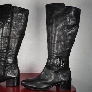 Women's Naturalizer Black Leather Knee High Wide Calf Riding Fashion Boots 9